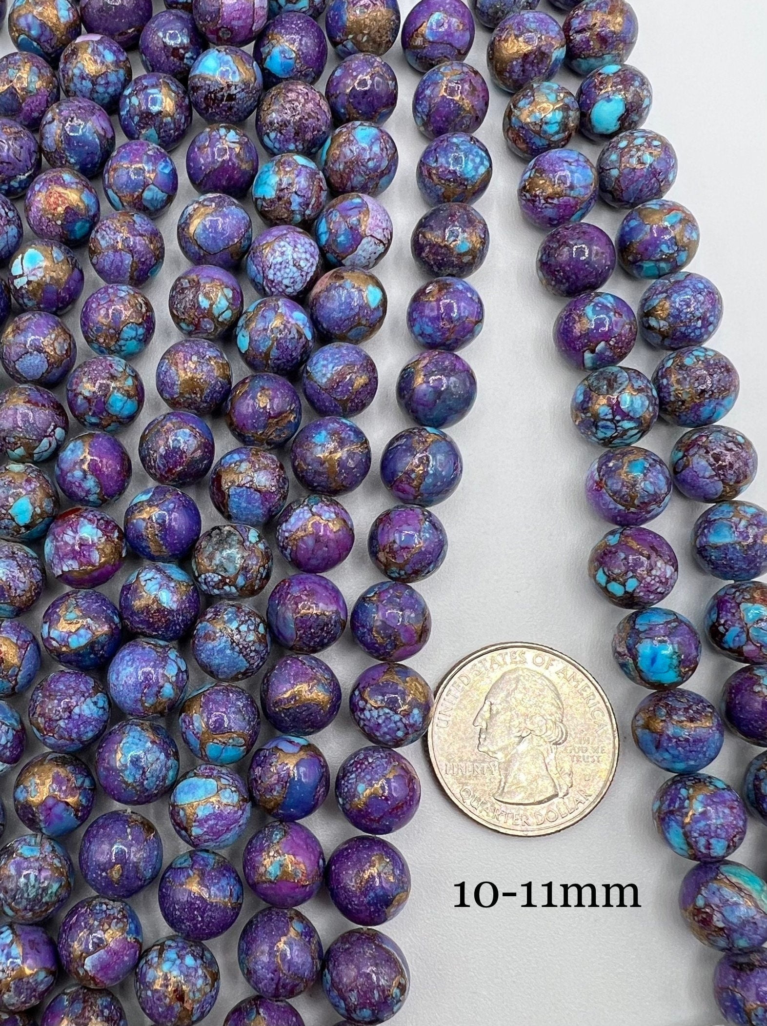 Spotted Mohave Purple 10-11mm Round Beads/ 8